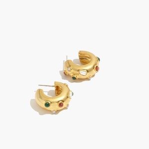 Madewell Stone Inlaid Chunky Small Hoop Earrings